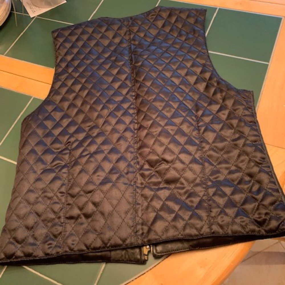 hamilton manor black genuine leather vest size m - Picture 3 of 4